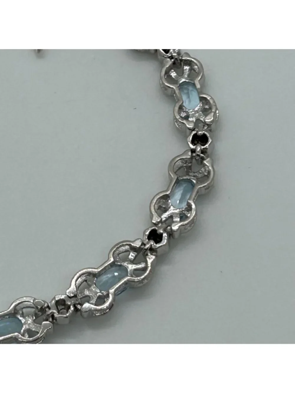 Sterling Silver Tennis Bracelet Blue Gemstones 6.5 